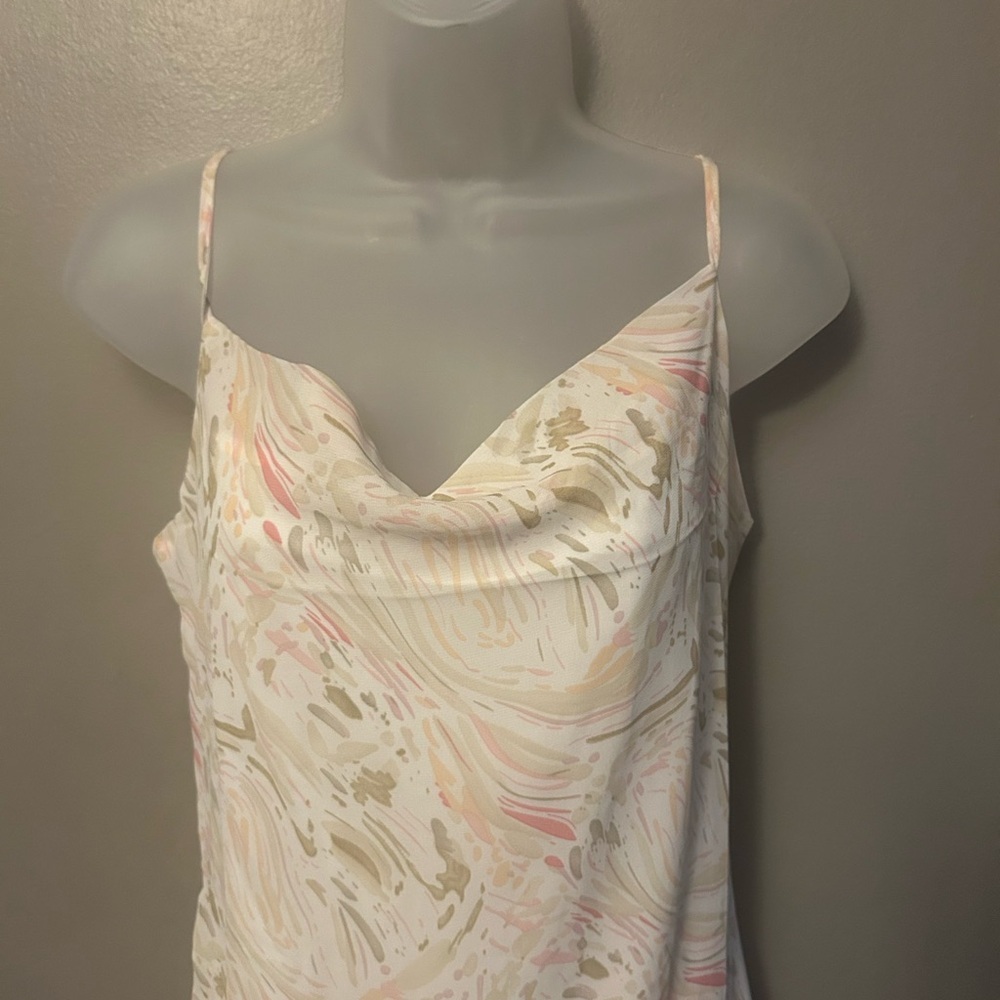 Virgo & Aster dress - white with light pink/beige print open back maxi NWT - Picture 4 of 14